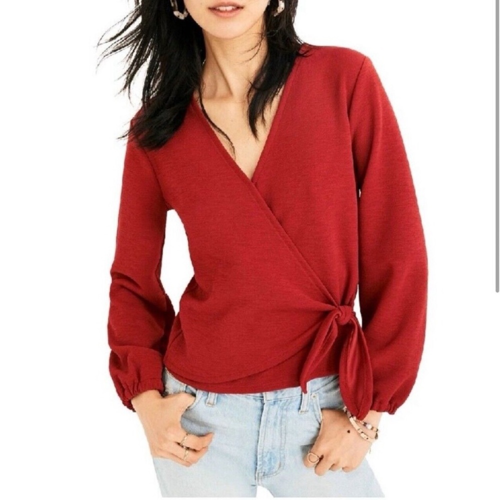 Madewell Red Wrap Blouse S